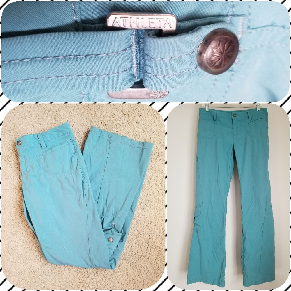 Athleta blue quick dry pants 6 pockets